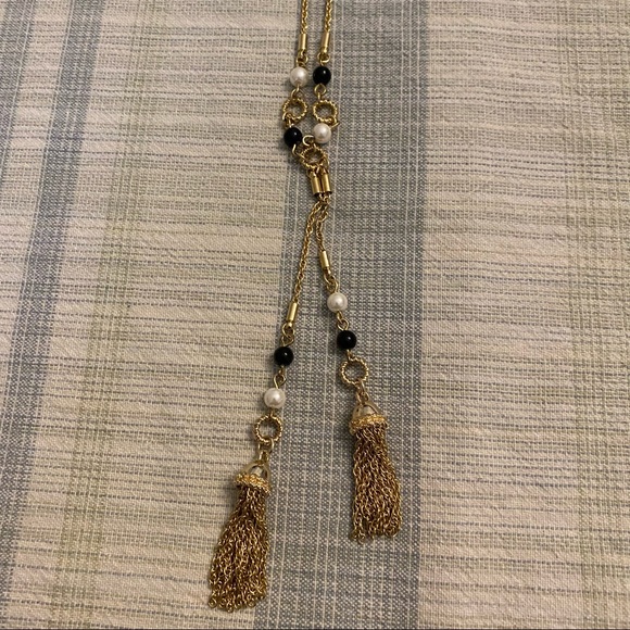 Talbots Tassel and Bead Long Pendent Necklace - Picture 1 of 15